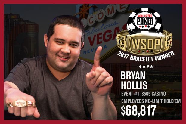 BRYAN HOLLIS WINS CASINO EMPLOYEES BRACELET