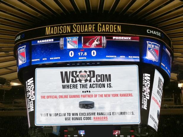 WSOP.COM NAMED EXCLUSIVE ONLINE GAMING PARTNER OF NY RANGERS