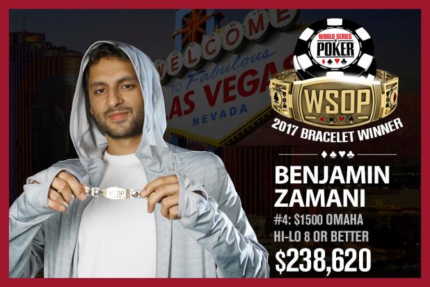 BENJAMIN ZAMANI WINS EVENT #4, $1,500 HI-LO 8 OR BETTER