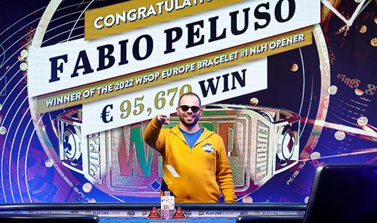 FABIO PELUSO WINS FIRST GOLD BRACELET IN THE OPENER AT WSOP EUROPE FOR €95,670